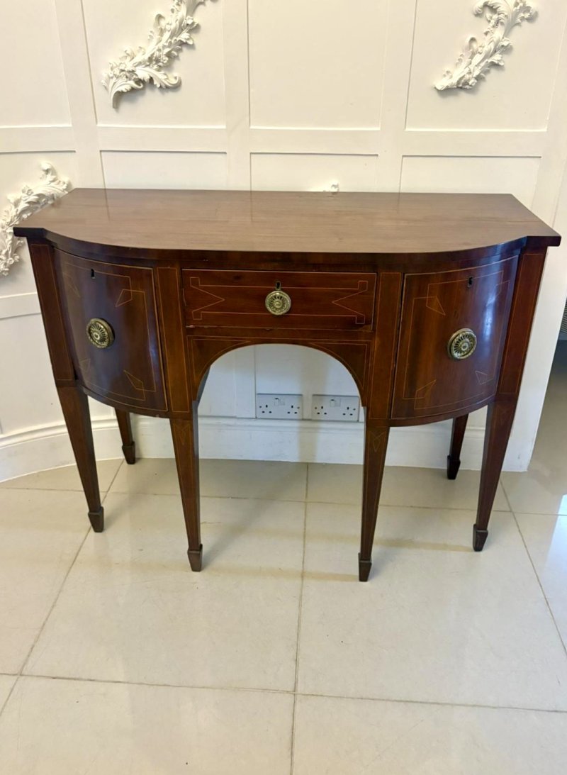 Small Antique George III Quality Inlaid Figured Mahogany Sideboard